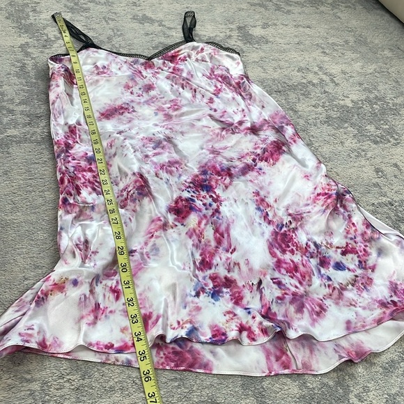 NWT Marina Moscone Tech Slip Dress Silk Blend Y2K Lace Trim Pink Multi Sz 6 - Picture 10 of 10